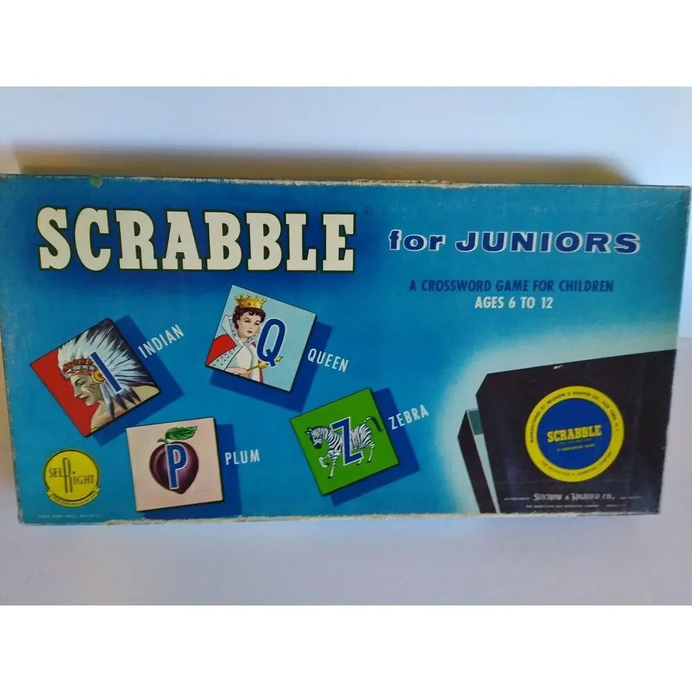 Scrabble for Juniors Board Game Selchow Righter Vintage 1958 Sel Right